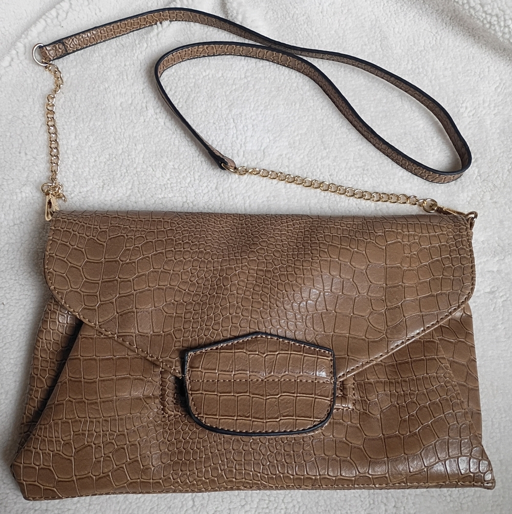 MellowWorld Women's Elegant Mocha Crocodile-Embossed Bag